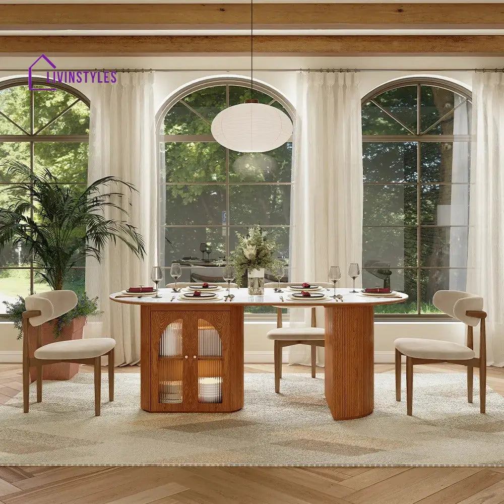 Jasmine Solid Sheesham Wood Dining Table Set | 6 Seater Dining Set