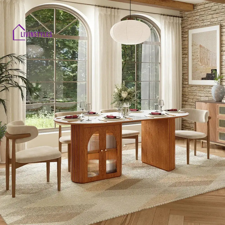Jasmine Solid Sheesham Wood Dining Table Set | 6 Seater Dining Set