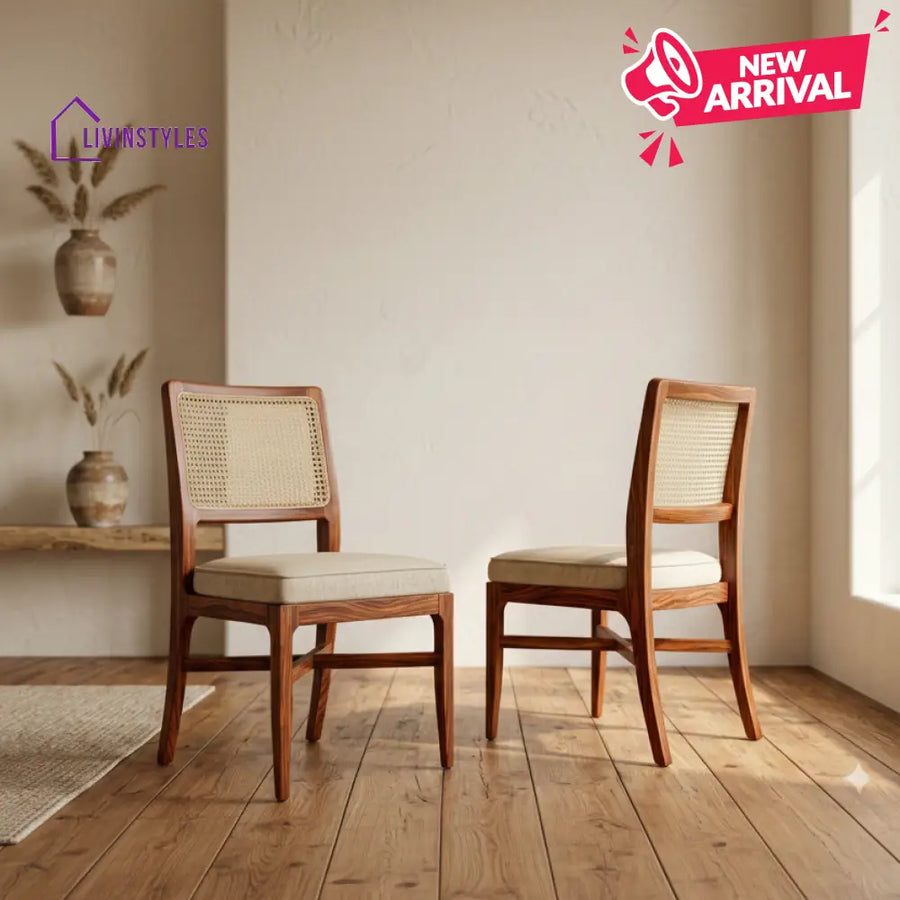 Jasper Sheesham Wood Dining Chairs - Set of 2 (Honey Finish)