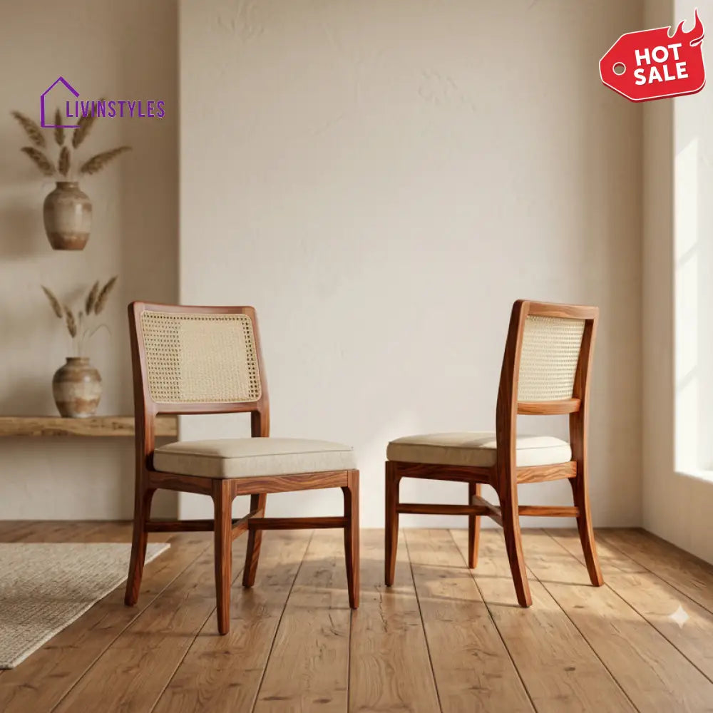 Jasper Sheesham Wood Dining Chairs - Set of 2 (Honey Finish)