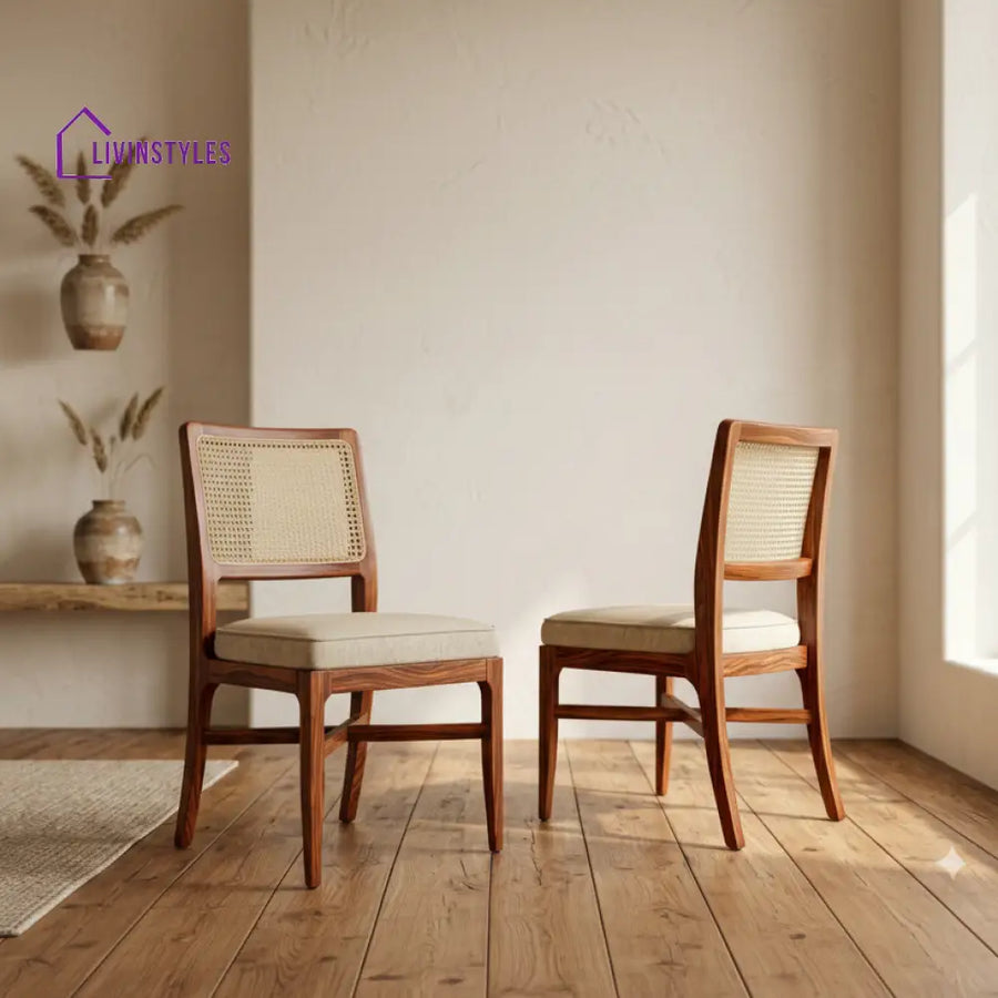Jasper Sheesham Wood Dining Chairs - Set of 2 (Honey Finish)