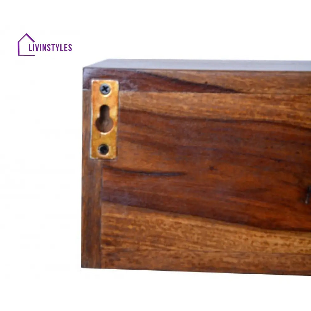 Jatin Wallshelf | tv unit with two drawer in Honey finish