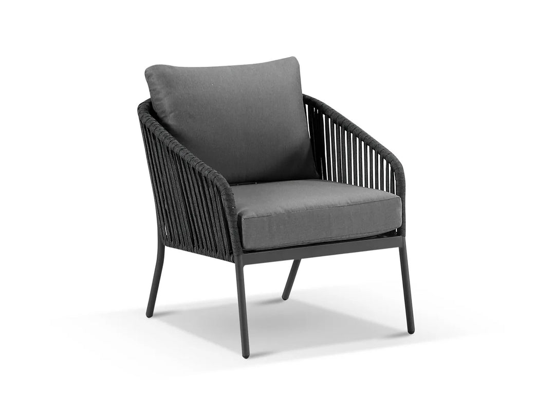 Restiva Outdoor Garden Balcony Sofa Set 2 Seater , 2  Single Seater 1 Center Table Set, Braid & Rope (Dark Grey)