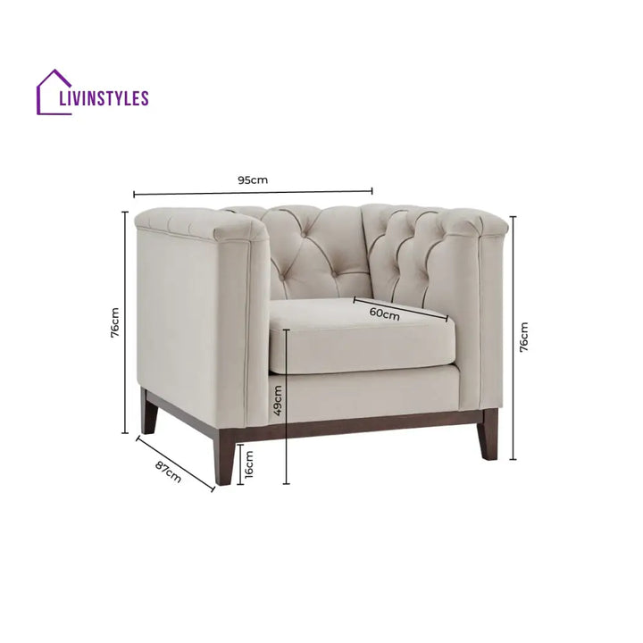 Javier Chesterfield Armchair - Stone - Sofas