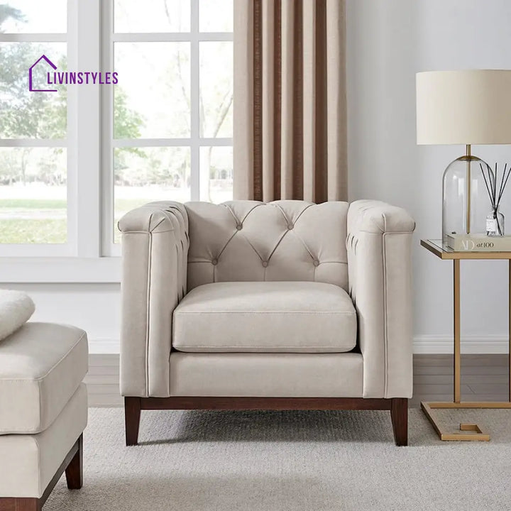 Javier Chesterfield Armchair - Stone - Sofas