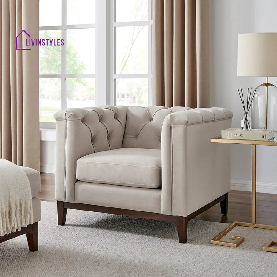 Javier Chesterfield Armchair - Stone - Sofas