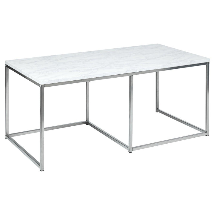 Jay Marble Effect Coffee Table Set - Chrome Frame