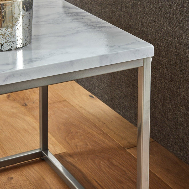 Jay Marble Effect Coffee Table Set - Chrome Frame