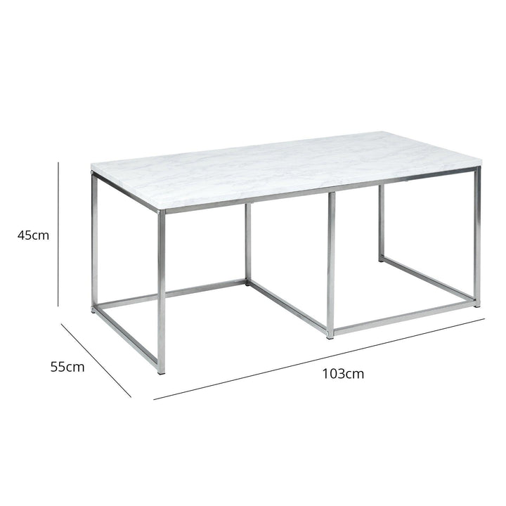 Jay Marble Effect Coffee Table Set - Chrome Frame
