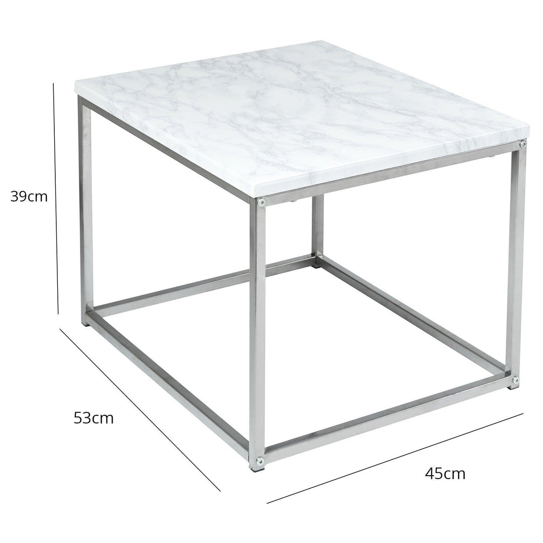 Jay Marble Effect Coffee Table Set - Chrome Frame
