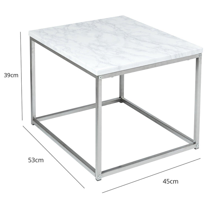 Jay Marble Effect Coffee Table Set - Chrome Frame