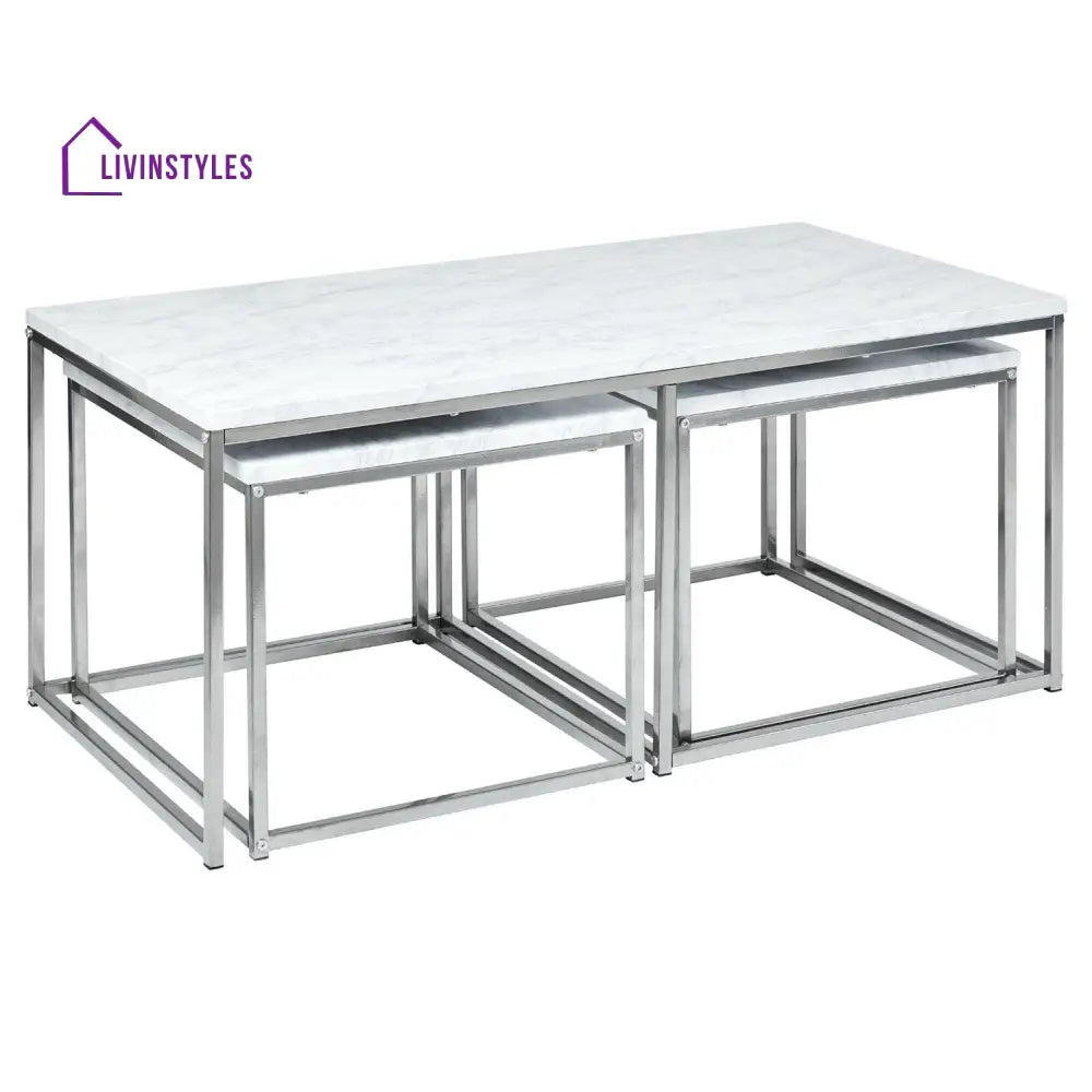 Jay Marble Effect Coffee Table Set Chrome Frame Living Room > Coffee & Side Tables > Coffee Table > Walnut > Gold