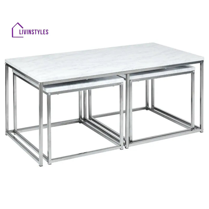 Jay Marble Effect Coffee Table Set Chrome Frame Living Room > Coffee & Side Tables > Coffee Table > Walnut > Gold