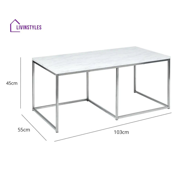 Jay Marble Effect Coffee Table Set Chrome Frame Living Room > Coffee & Side Tables > Coffee Table > Walnut > Gold