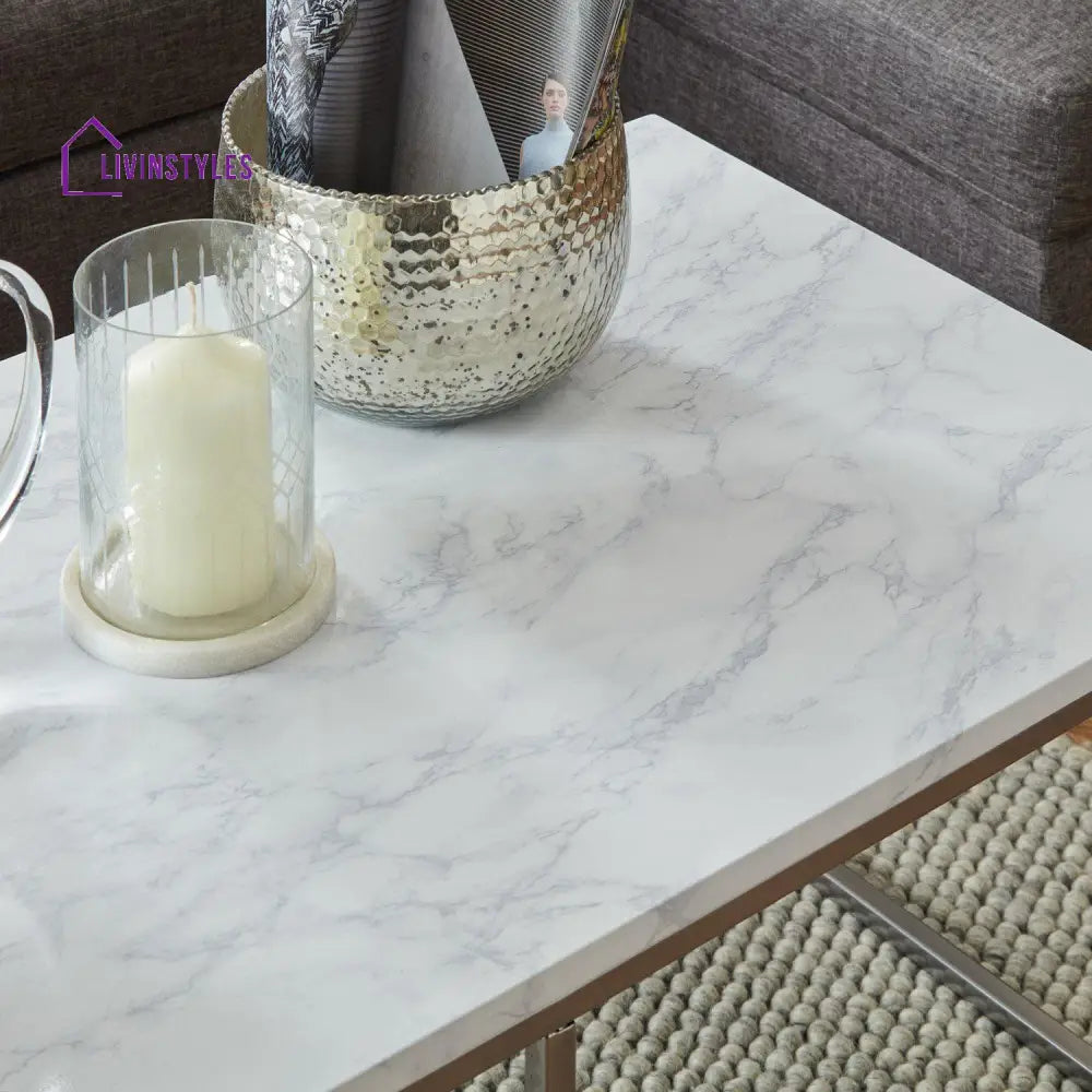Jay Marble Effect Coffee Table Set Chrome Frame Living Room > Coffee & Side Tables > Coffee Table > Walnut > Gold