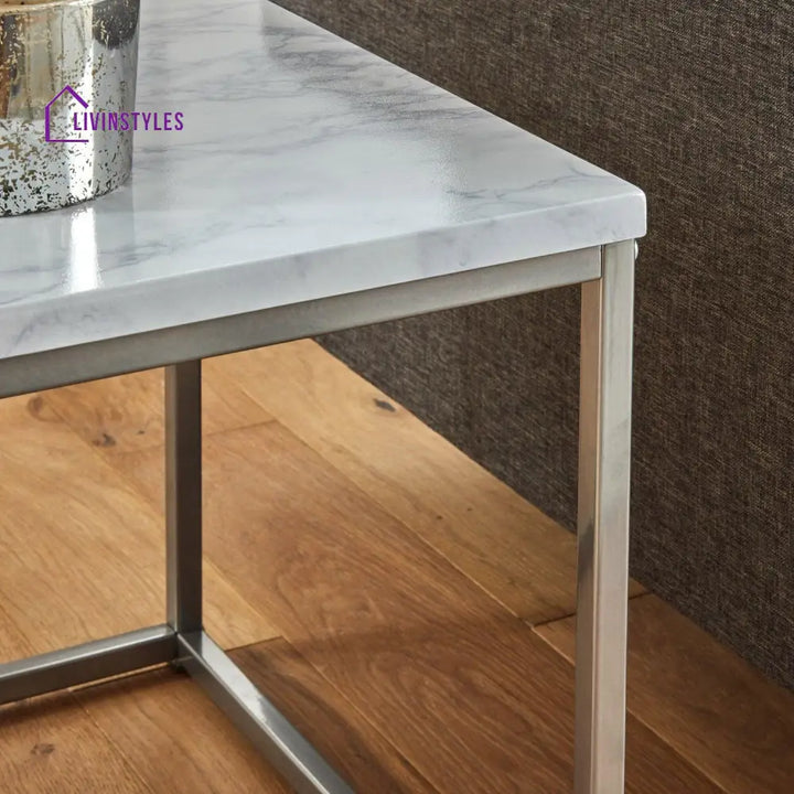 Jay Marble Effect Coffee Table Set Chrome Frame Living Room > Coffee & Side Tables > Coffee Table > Walnut > Gold
