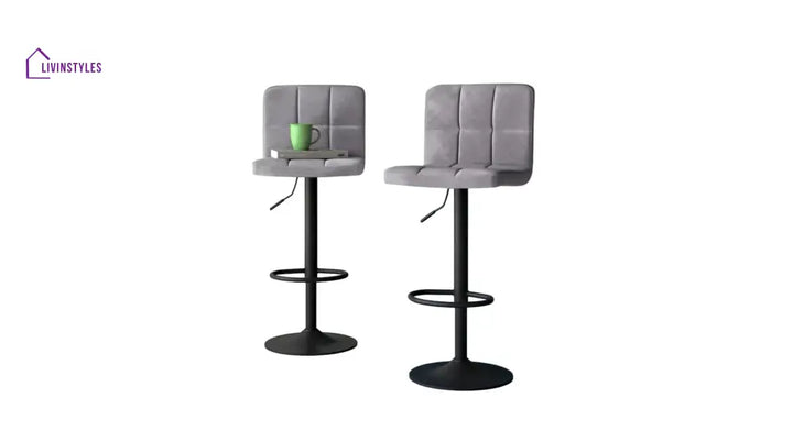 Grey Color Neo Swiel Adjustable Bar Stool Set Of-2