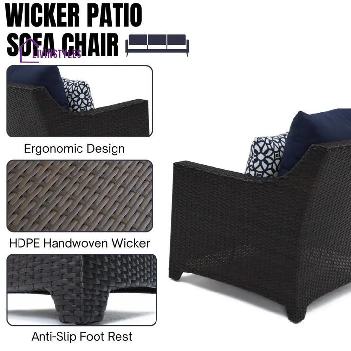 Jaya Outdoor All-Weather Rattan Wicker Three Seater Sofa - Sofa Set
