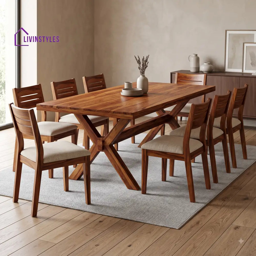 Jayant Premium Solid Wood 8 Seater Dining Table Set