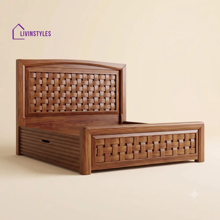 Jayanthi Sheesham Wood Bed With Box Storage | Wooden Bed
