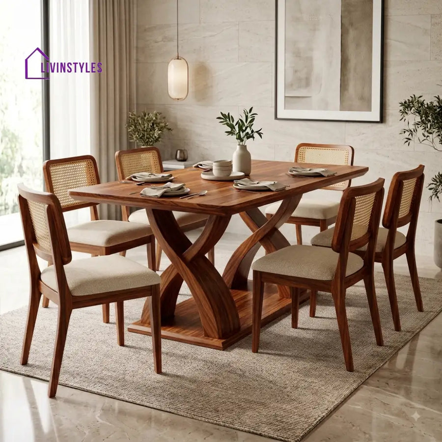 Jayashree Premium Wooden 6 Seater Dining Table Set