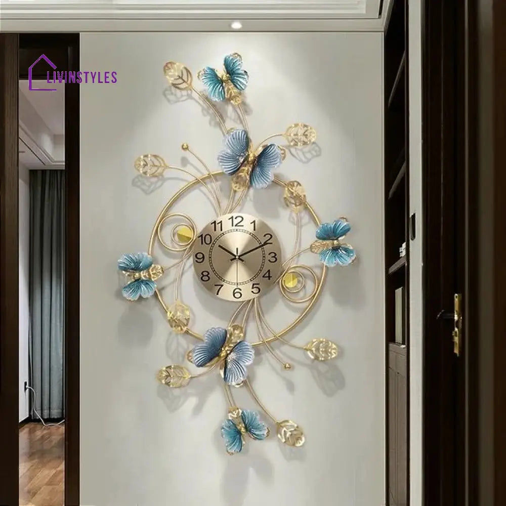 Jayesh Butterfly Metal Wall Art Clock