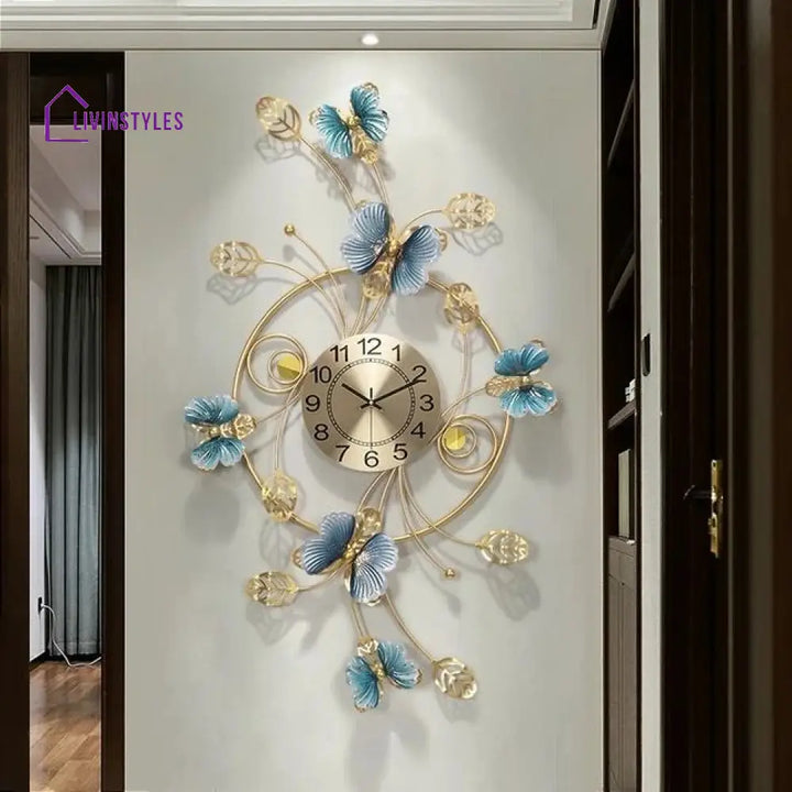 Jayesh Butterfly Metal Wall Art Clock
