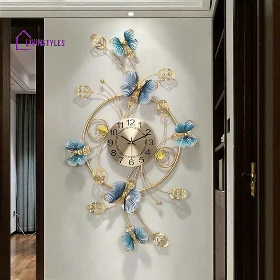 Jayesh Butterfly Metal Wall Art Clock