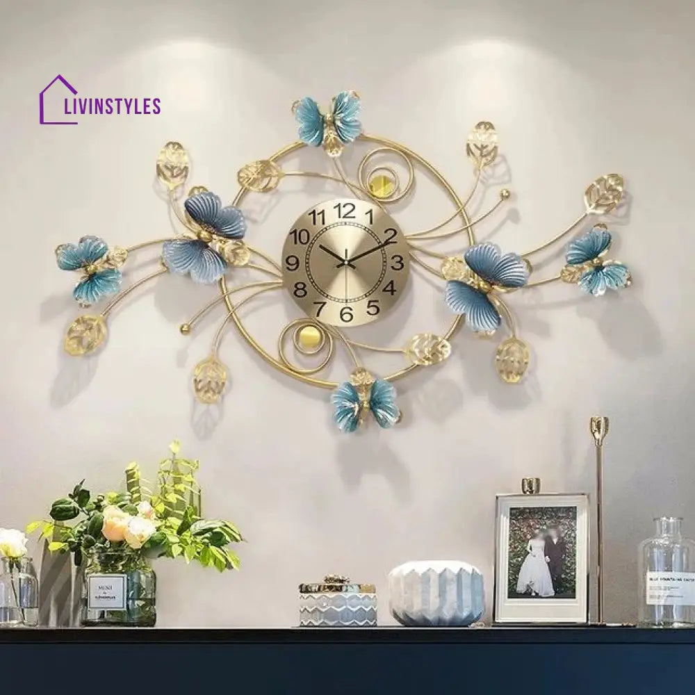 Jayesh Butterfly Metal Wall Art Clock