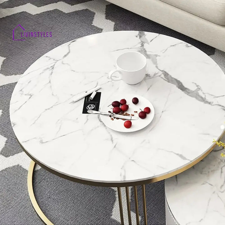 Jayesh Stainless Steel With Pvd Coated Coffee Table Marble Top