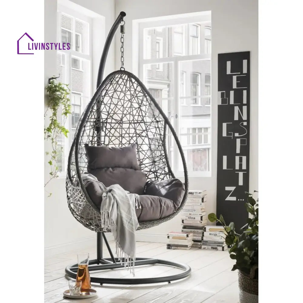 Jayshree Single Seater Hanging Swing With Stand For Balcony | Garden (Dark Brown) Swings