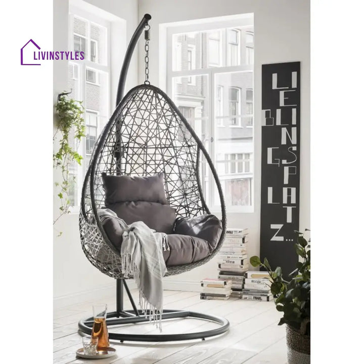 Jayshree Single Seater Hanging Swing With Stand For Balcony | Garden (Dark Brown) Swings