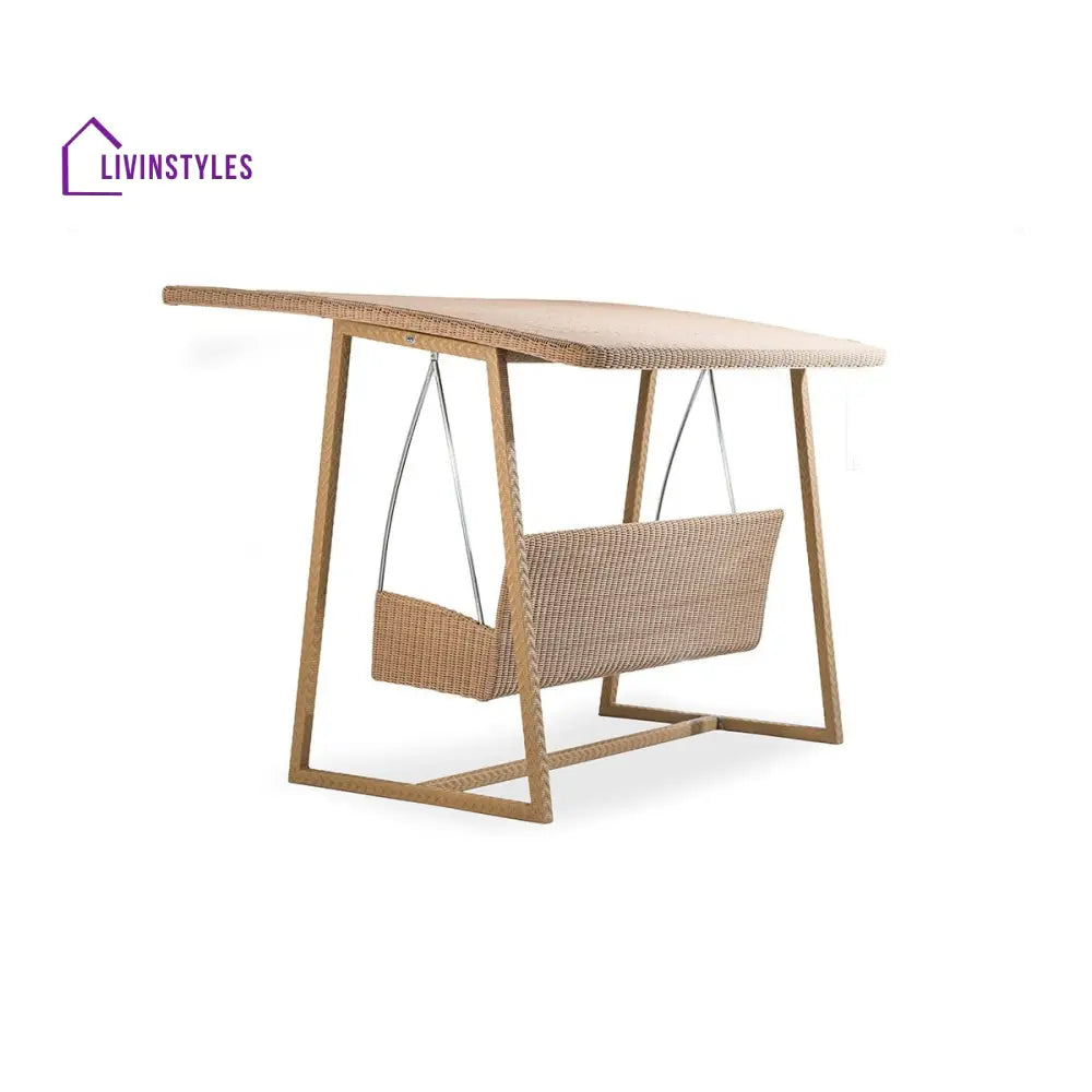 Jazz Three Seater Hanging Swing With Stand For Balcony Garden Swing (Tan) - Swings