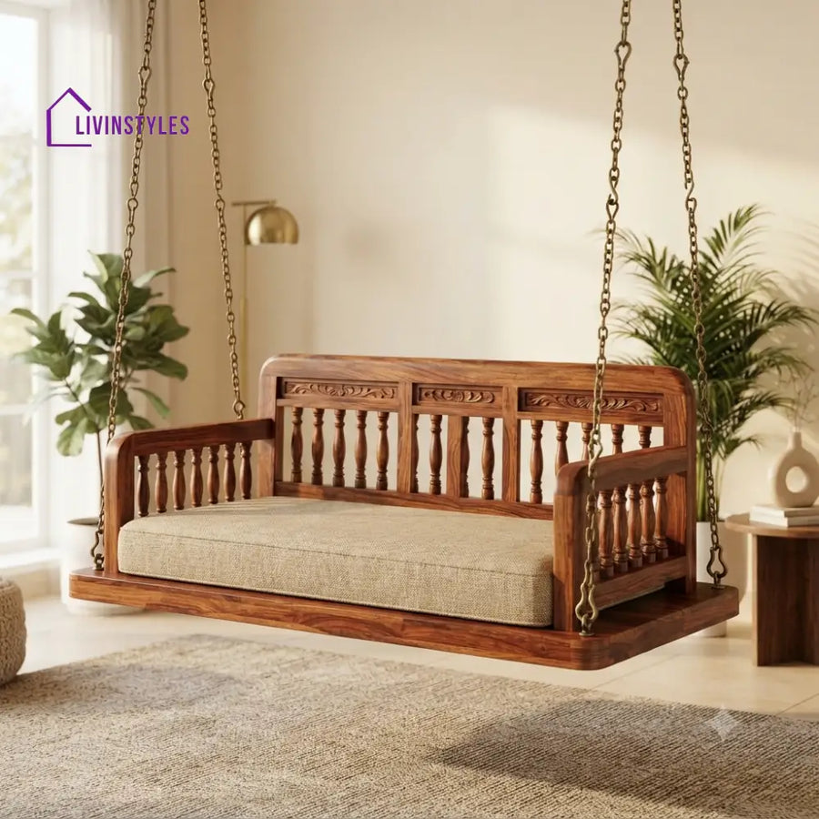 Jean-Baptiste 2 Seater Wooden Swing for Home | Wooden Jhula for home