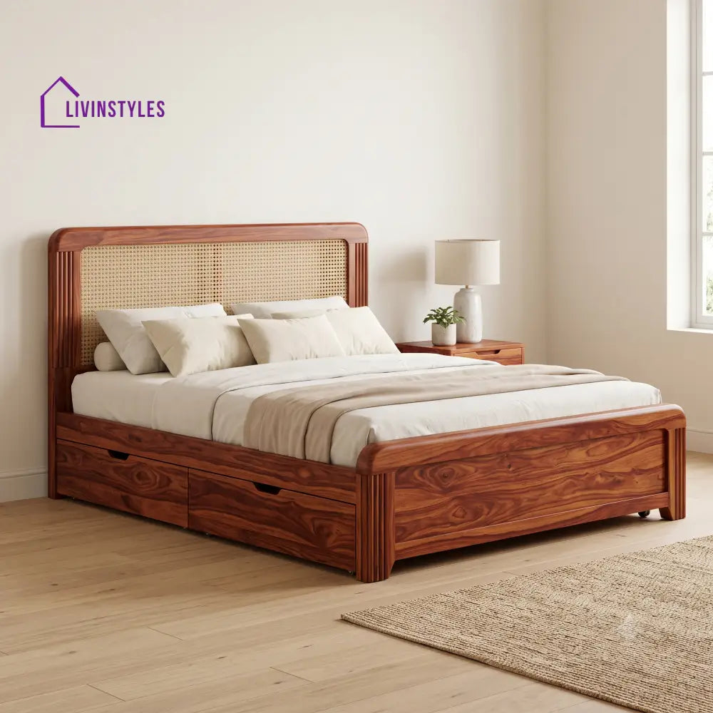 Jean Francois Premium Wooden Bed with Drawer Storage | King Size Bed & Queen Size Bed Online