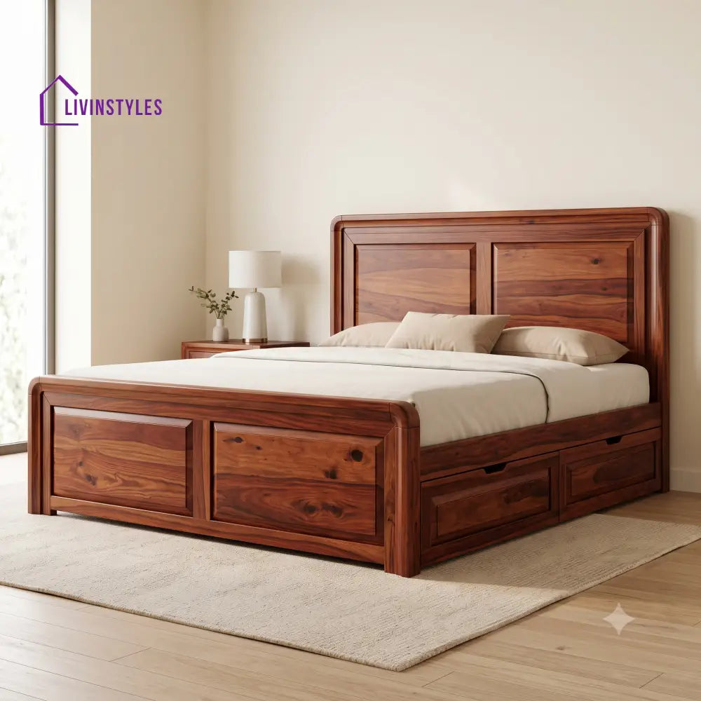 Jean Luc Premium Wooden Bed with Drawer Storage | King Size Bed & Queen Size Bed Online