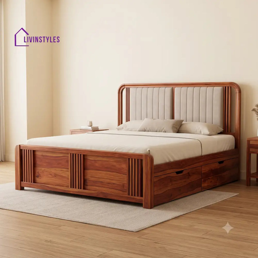 Jean Paul Premium Wooden Bed with Drawer Storage | King Size Bed & Queen Size Bed Online