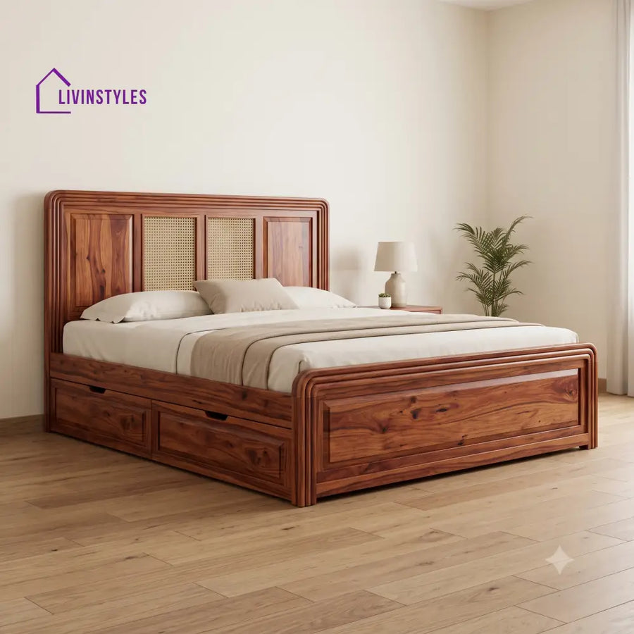 Jean Premium Wooden Bed with Drawer Storage | King Size Bed & Queen Size Bed Online