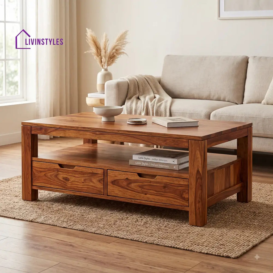 Jeanne Wooden Coffee Table for Living Room | Tea Table | Teapoy | Center table