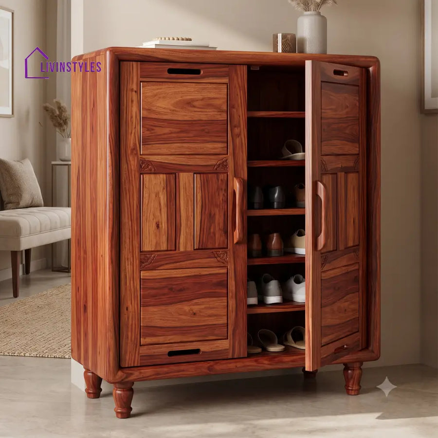 Jeevika Wooden Shoe Rack for Home | Shoe Cabinet