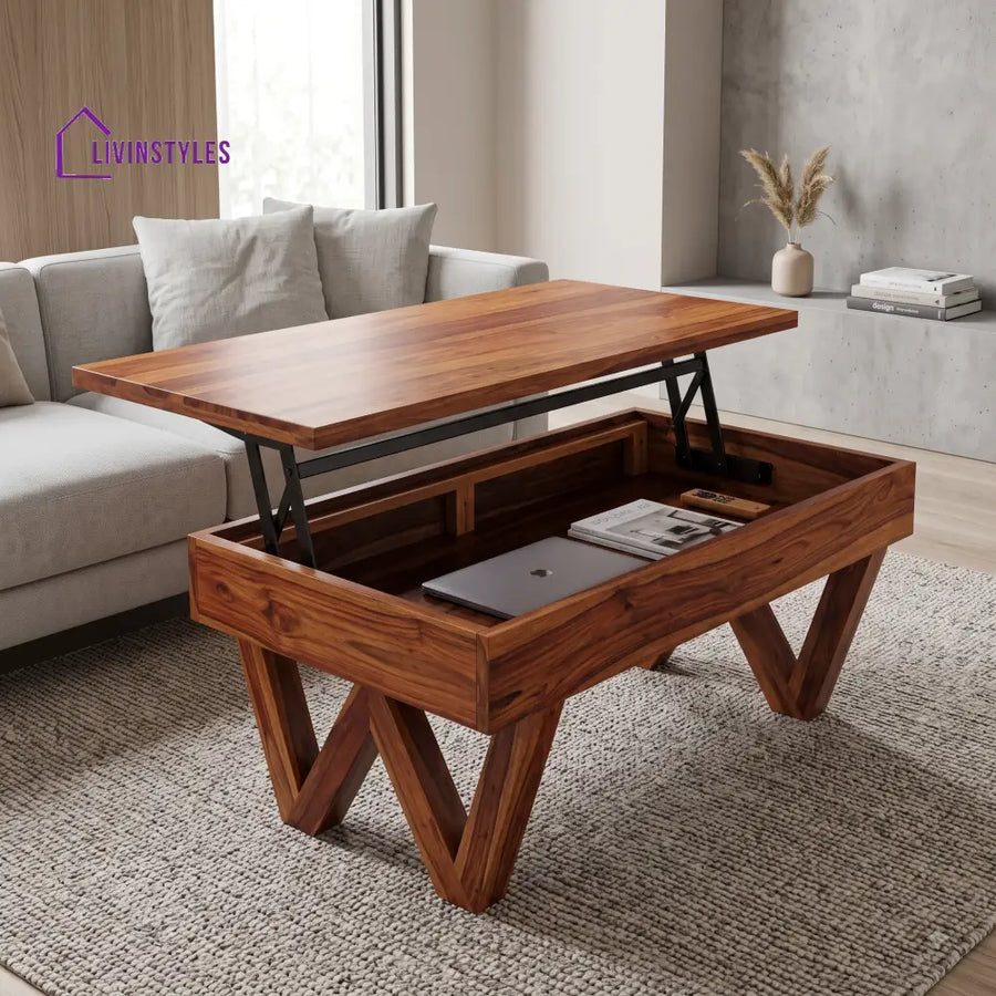 Jeevikaraj Sheesham Wood Lift Top Coffee Table for Living Room