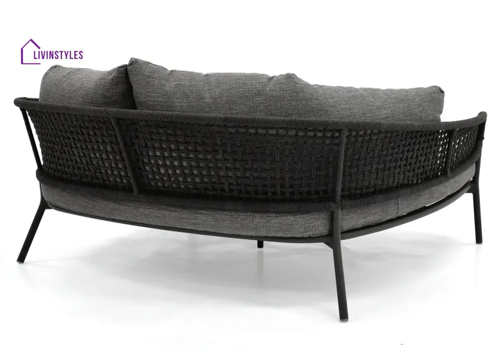 Jekub Outdoor Poolside Sunbed With Cushion Daybed (Dark Grey) Braided & Rope - Sunbed
