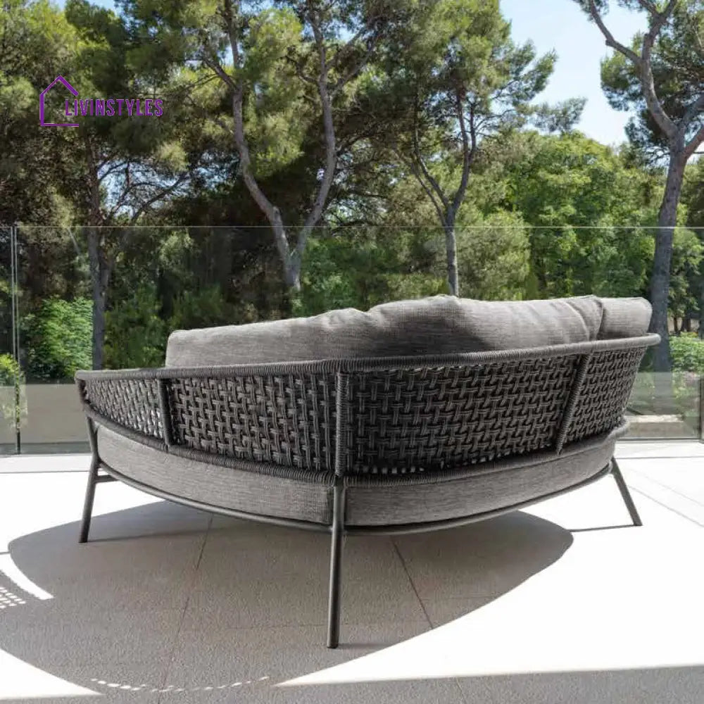 Jekub Outdoor Poolside Sunbed With Cushion Daybed (Dark Grey) Braided & Rope - Sunbed