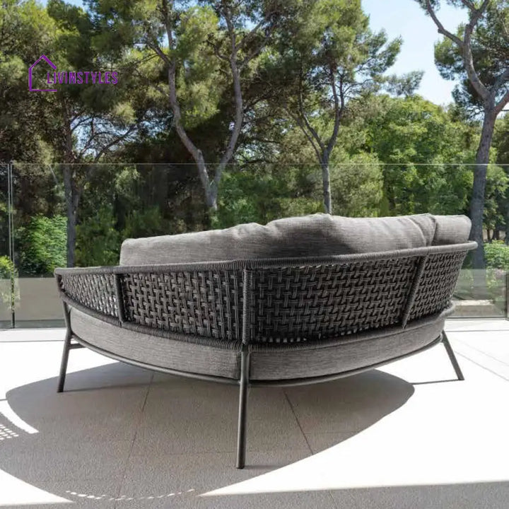 Jekub Outdoor Poolside Sunbed With Cushion Daybed (Dark Grey) Braided & Rope - Sunbed