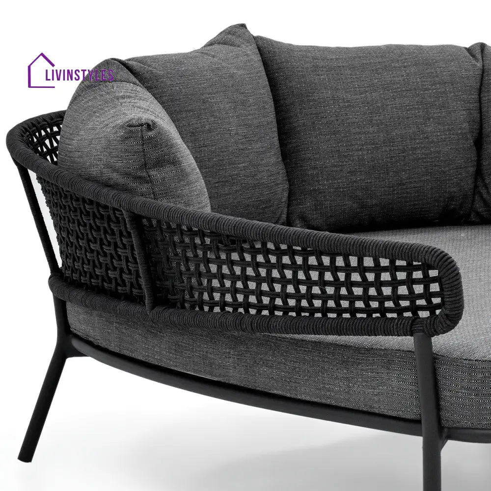 Jekub Outdoor Poolside Sunbed With Cushion Daybed (Dark Grey) Braided & Rope - Sunbed