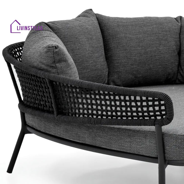 Jekub Outdoor Poolside Sunbed With Cushion Daybed (Dark Grey) Braided & Rope - Sunbed