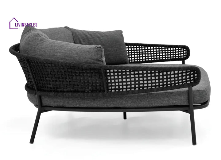 Jekub Outdoor Poolside Sunbed With Cushion Daybed (Dark Grey) Braided & Rope - Sunbed