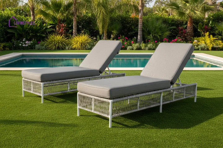Jerome Outdoor Swimming Poolside Lounger Set of 2 (Grey) - Loungers