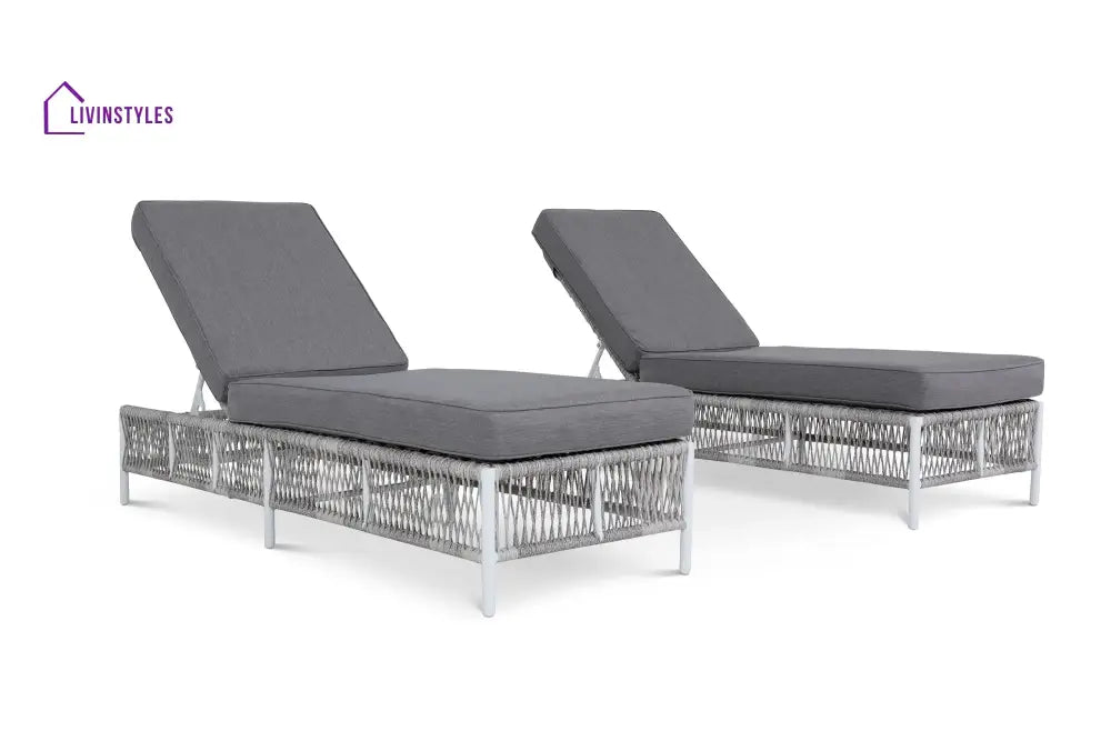 Jerome Outdoor Swimming Poolside Lounger Set of 2 (Grey) - Loungers