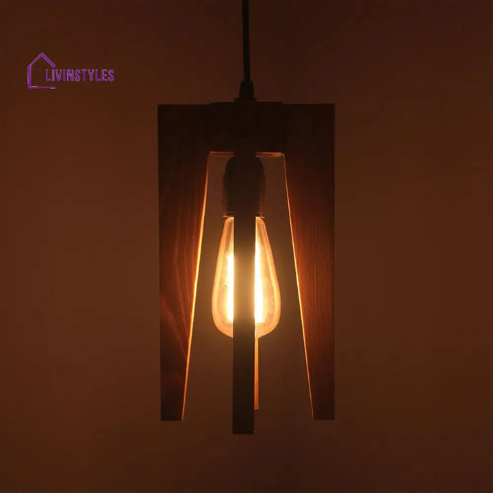Jet Brown Wooden Single Hanging Lamp Lamps